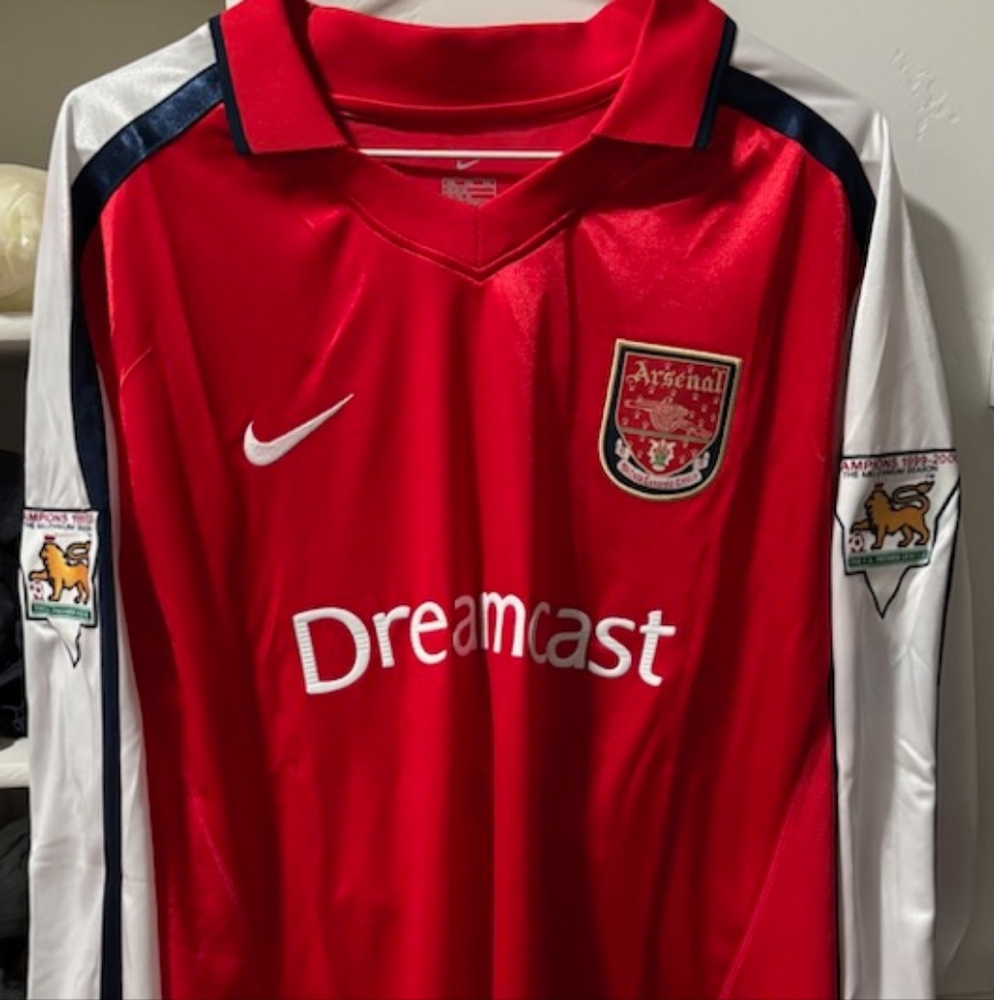 MINT Condition L/S 2000/02 Nike Arsenal Bergkamp Kit Authentic Flocking